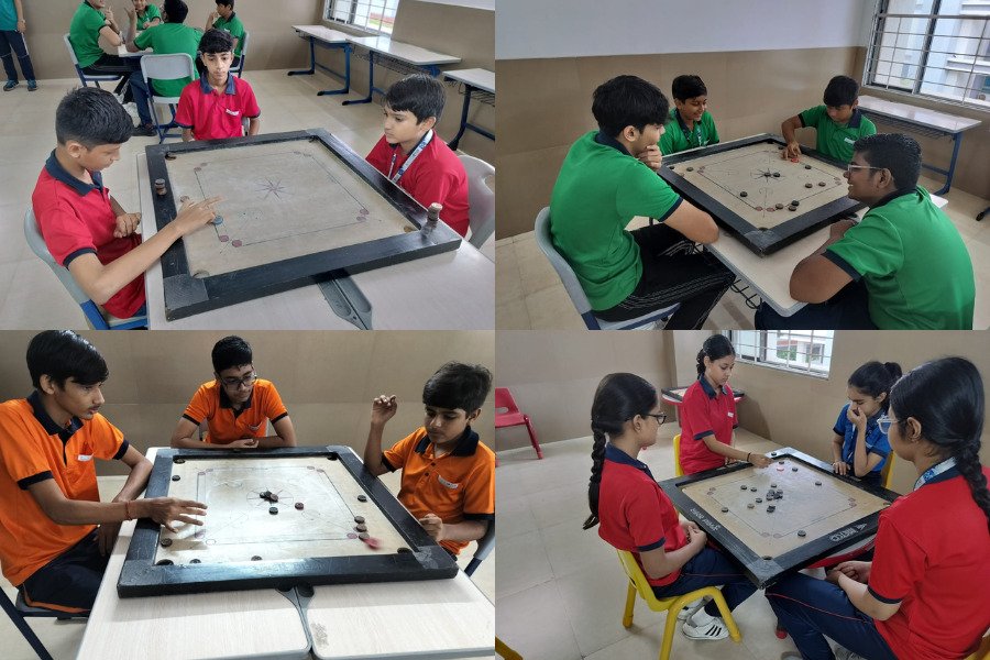 Inter-House Carrom Competition at White Lotus International School : Strike & Score On The Battle Board