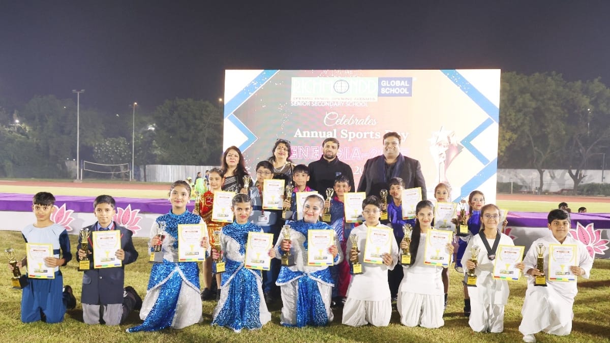 Olympian Ravi Kumar Dahiya praised the Richmondd Global School Students at Annual Sports Day Celebrations  “ENERGIA-2025” in Thyagraj Stadium 